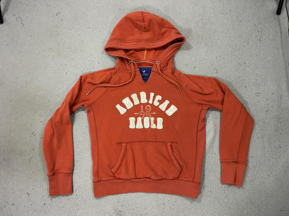 Y2K American Eagle Outfitters Hoodie Women Medium Orange Preppy Mall Sweatshirt